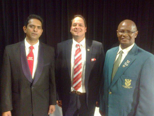Gauteng Karate Federation Awards Kruben Pillay Pres, Carlos Vilela CEO KSA, Humphrey Skosana KSA Technical Convener - 1